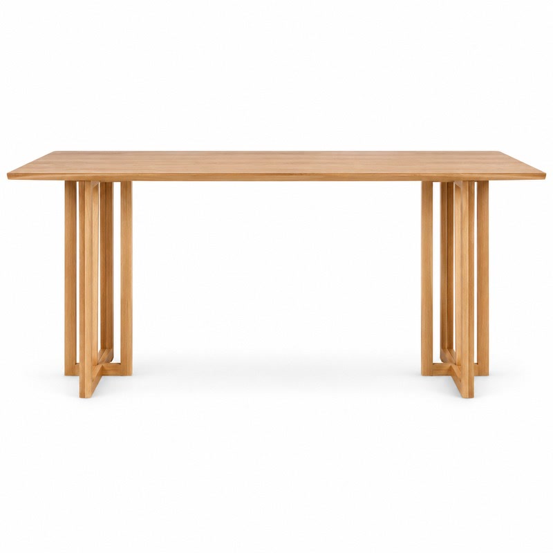 FZ Woven Cane Natural Cane Ash Wood Dining Table, front product view
