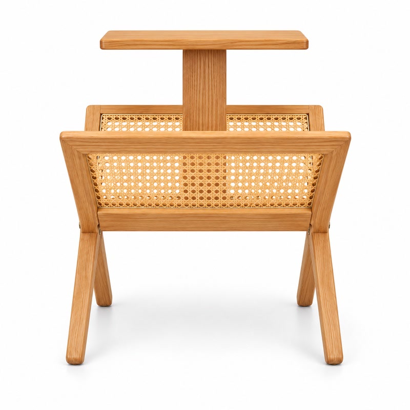 FZ Woven Cane Natural Cane Ash Wood Magazine Rack, front product view