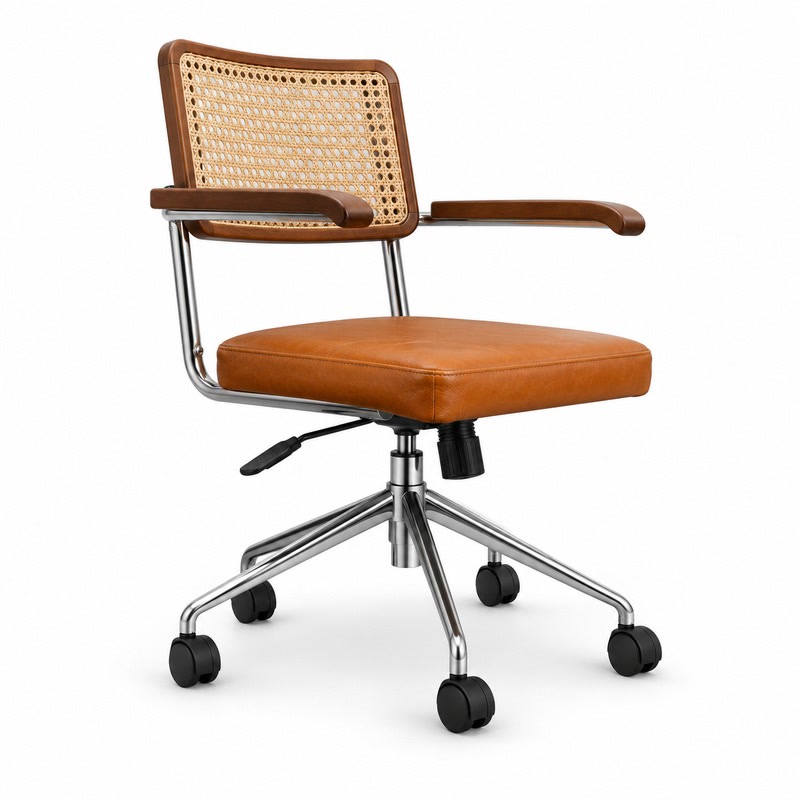 FZ Woven Cane Natural Cane Ash Wood Office Chair, front product view