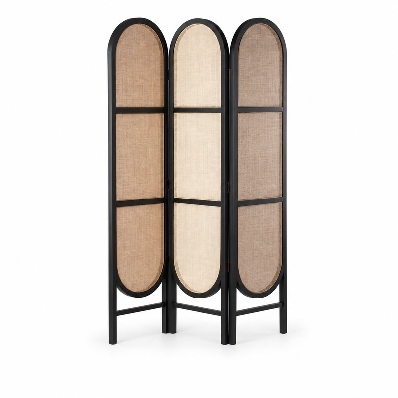 FZ Woven Cane Natural Cane Ash Wood Room Divider, front product view