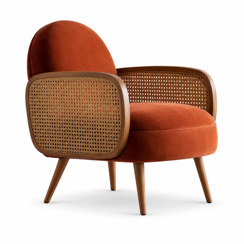 FZ Woven Cane Natural Cane Ash Wood Sofa, front product view