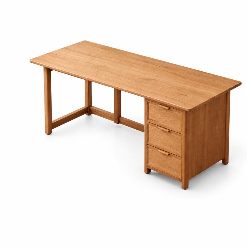 FZ Woven Cane Natural Cane Ash Wood Writing Desk, front product view