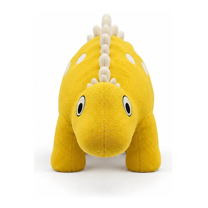 Yellow Plush Dinosaur Toy with White Spikes, front product view