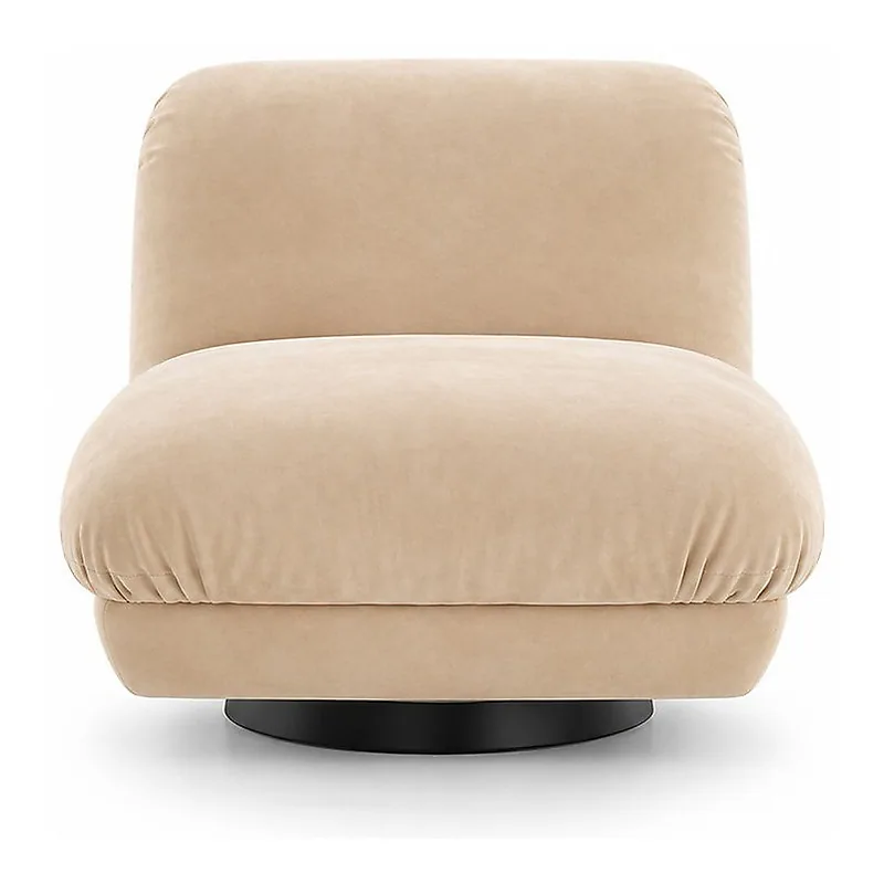 Yun Duo Beige Armless Swivel Lounge Chair, front product view