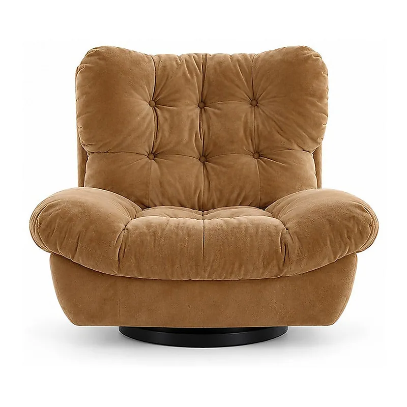 Yun Duo Caramel Tufted Swivel Lounge Chair, front product view
