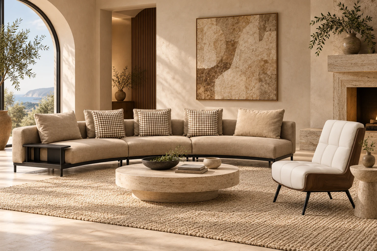 Curved conversation setting, a residential furniture visualization