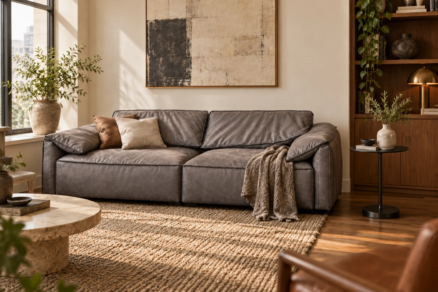 Compact city sitting room, a residential furniture visualization
