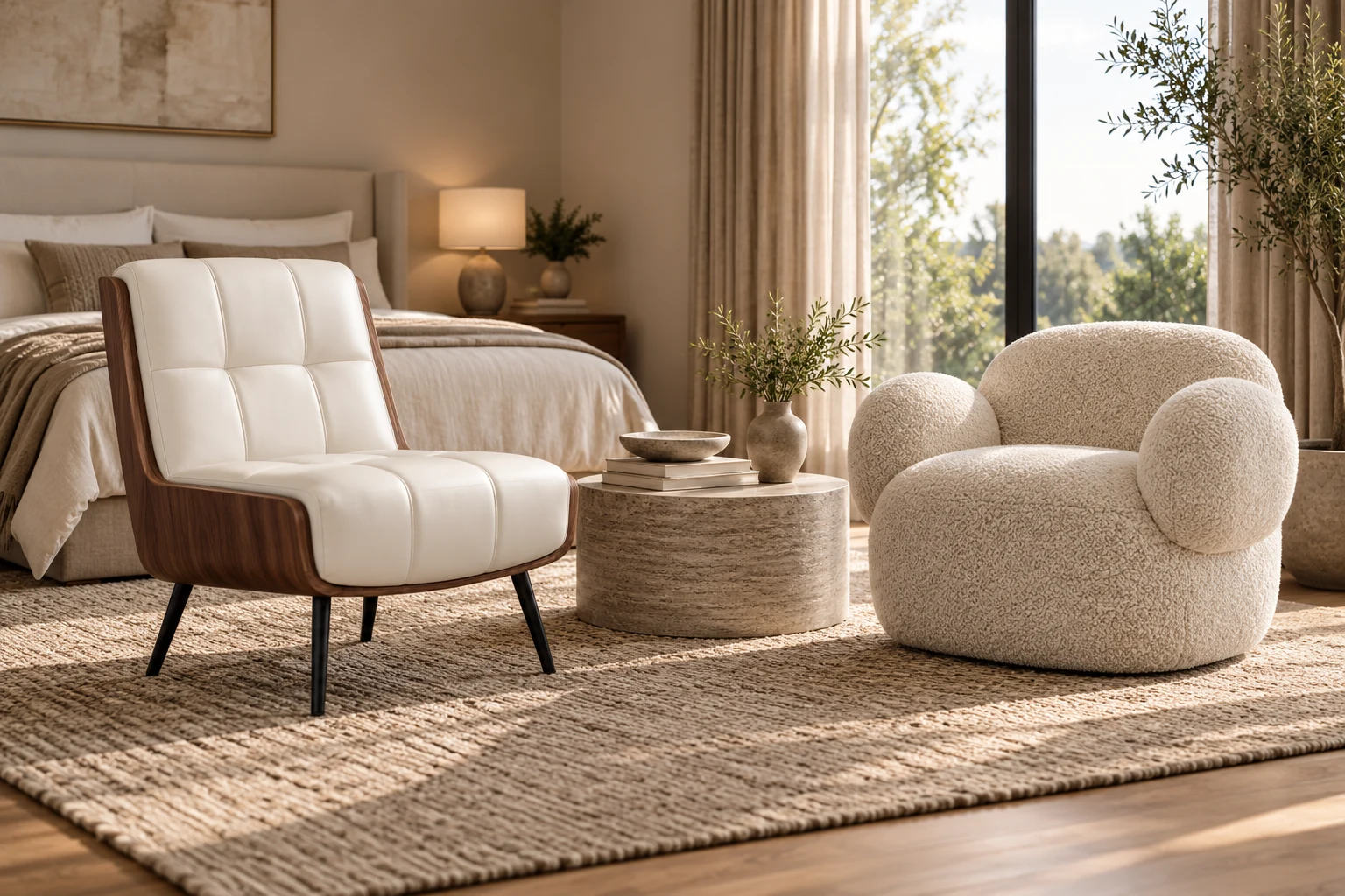 Cream bedroom retreat, a residential furniture visualization