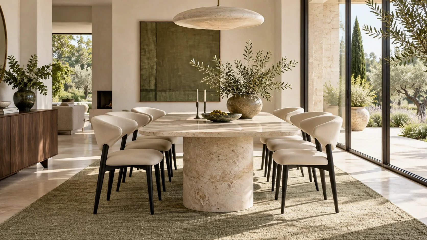 Dining in a garden-facing villa, a residential furniture visualization