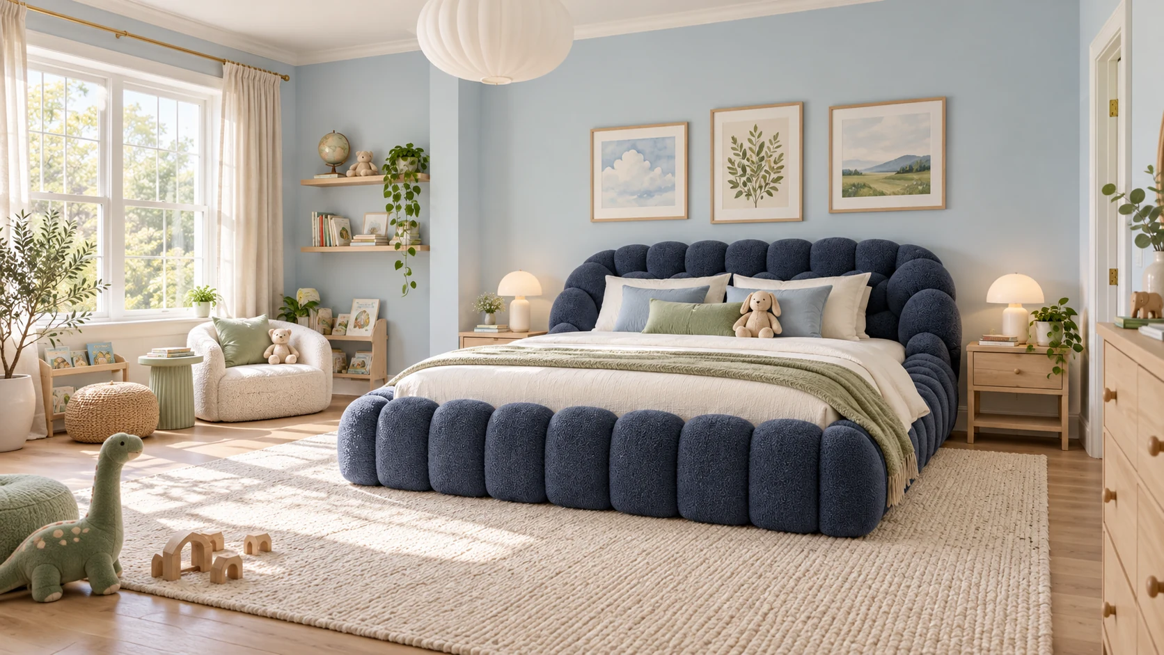 A bedroom that works for family life, a residential furniture visualization