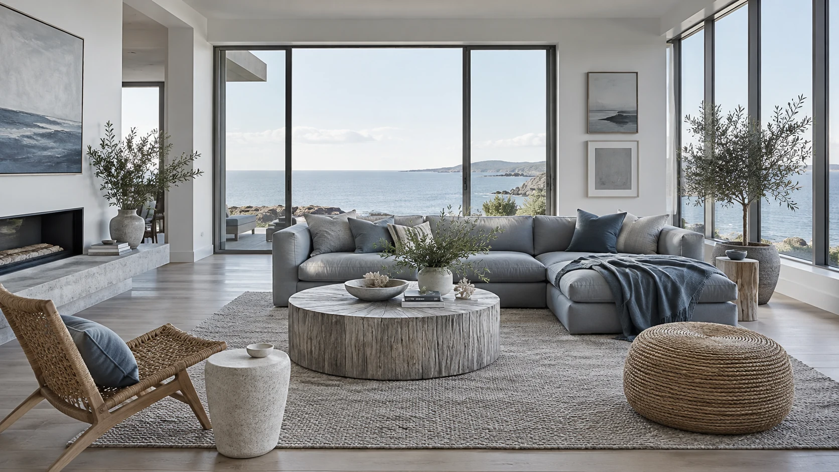 A lighter coastal living room, a residential furniture visualization