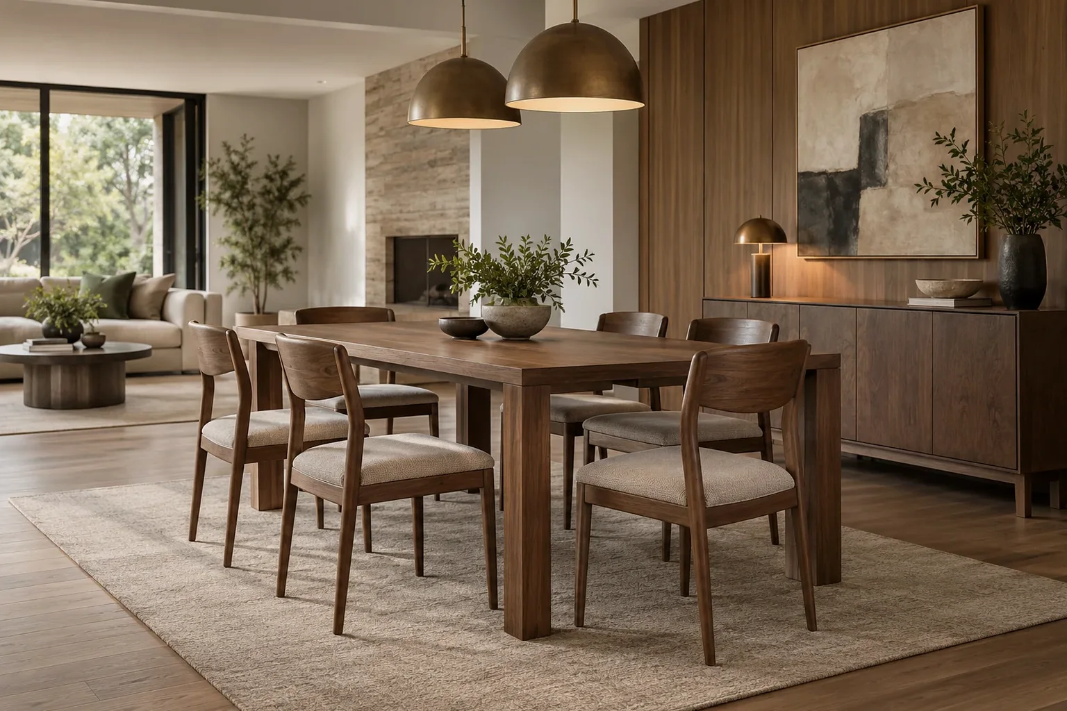 Furniture setting related to Coordinate Timber, Stone, Metal and Upholstery